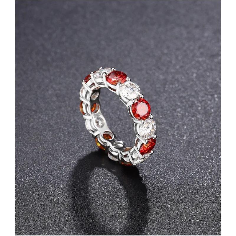 5mm Black and White Color D Color Vvs Moissanite Ring 925 Sterling Silver Total 7 Carat Classic Wedding Anniversary Gift