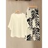 Damen Sommer Chiffon Kurzarm Zweiteiler Set in Übergröße – Elegantes Lockeres Oberteil und Hosen Outfit