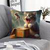 1 Stück Kissenbezug mit Traumkatze und Maus, Mittelalterliches Modernes Lustiges Cartoon-Design, Reißverschluss, Polyester Dekorative Kissenhülle Für Li