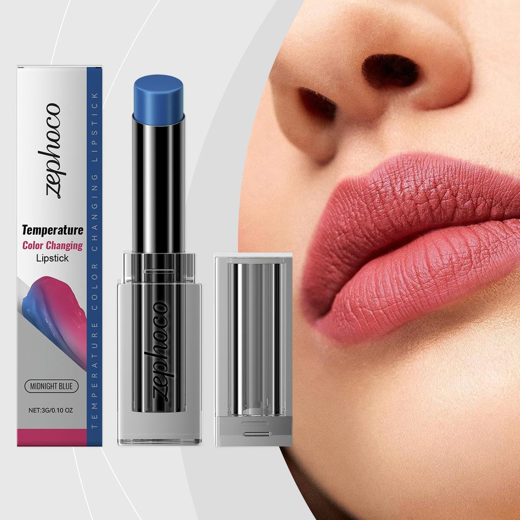 Midnight Blue Temperature-Changing Lipstick, Nourishing Hydrating Moisturizing Care Lipstick