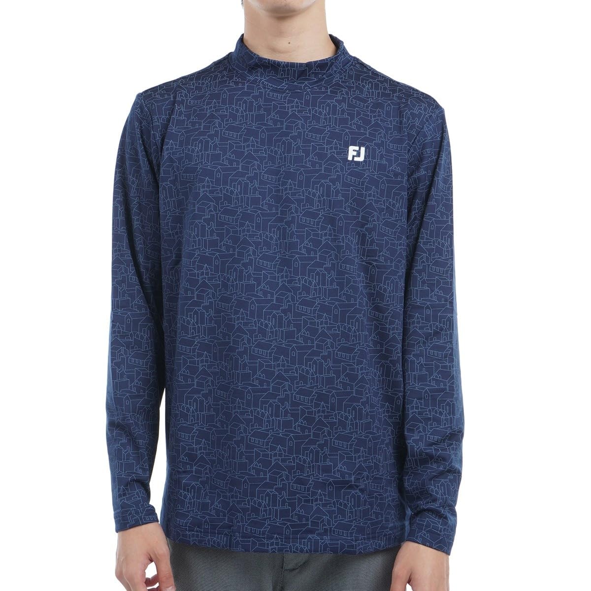 

FootJoy Men s Brushed Scottish Print Long Sleeve Mock Neck Shirt, Navy, Size M (FJ-F24-S17, 32103-M)