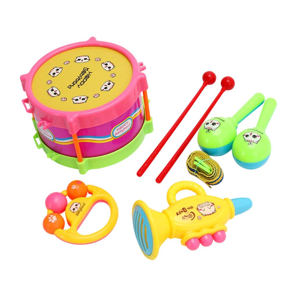 Toddler Percussion Instrument Educational Auditory Development Musical Toy With Drumsticks Trumpet Sand Hammer for Baby