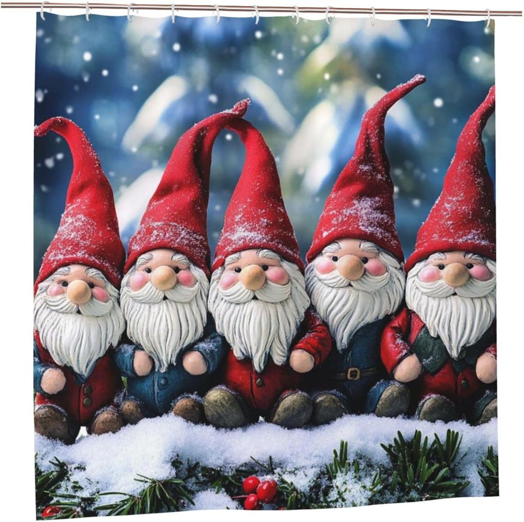 Curtain Shower Curtain Liner Bathroom Curtains Xmas Funny Gnomes Shower Curtains Waterproof Shower Liner Cloth Long Curtain