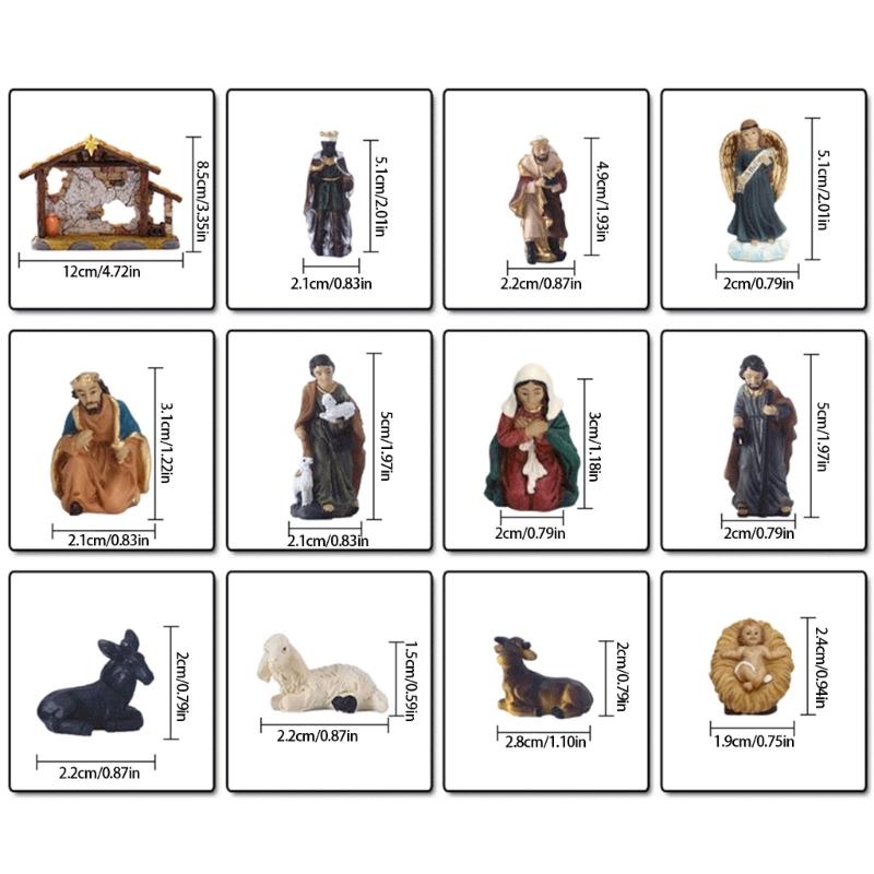Statuine Presepe di Natale Resine Statua Scena Natività con Stalla Statua Sacra Famiglia Centrotavola Decorazioni per la Casa