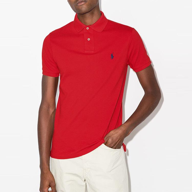 Polo Ralph Lauren Logo Bestickt Einfarbig Kurzarm Poloshirt Herren Oberteile 710548797-005