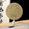 Handmade Straw Fan, Natural Cattail Grass Woven Round Fan, Hanfu Chinese Style Traditional Round Fan, Summer Cooling Cattail Fan