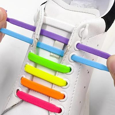 16 Stück Silikon Elastisch Ohne Binden T-Form Schnürsenkel Lazy Laces Set Laufschuhe Erwachsene Verstellbare Komfortpassform Mehrfarbig