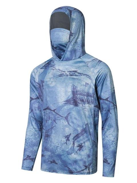 Offshore fishing shirt Men's sun protection long sleeve fishing suit UV protection mask hooded fishing suit