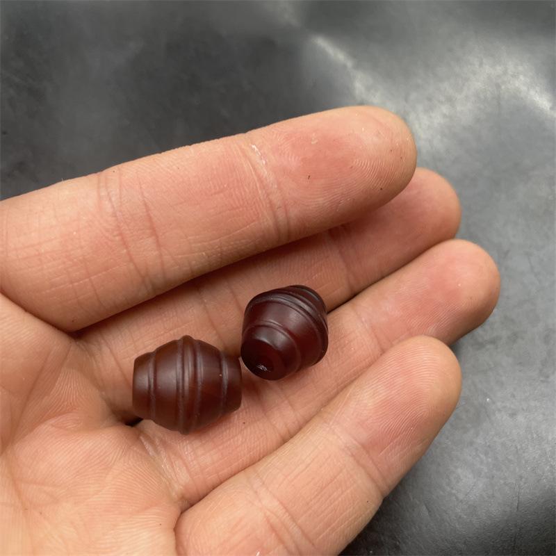 Ten Thousand Jade Retro Distressed Dark Striped Agate Barrel Beads