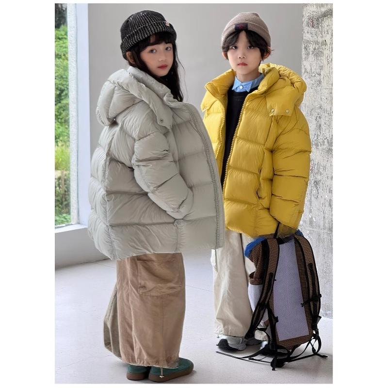 Children's Down Jacket Hooded Natural Fur Collar Winter Girls' Coat Warm White Duck Down Boys' Loose Fit Jacket