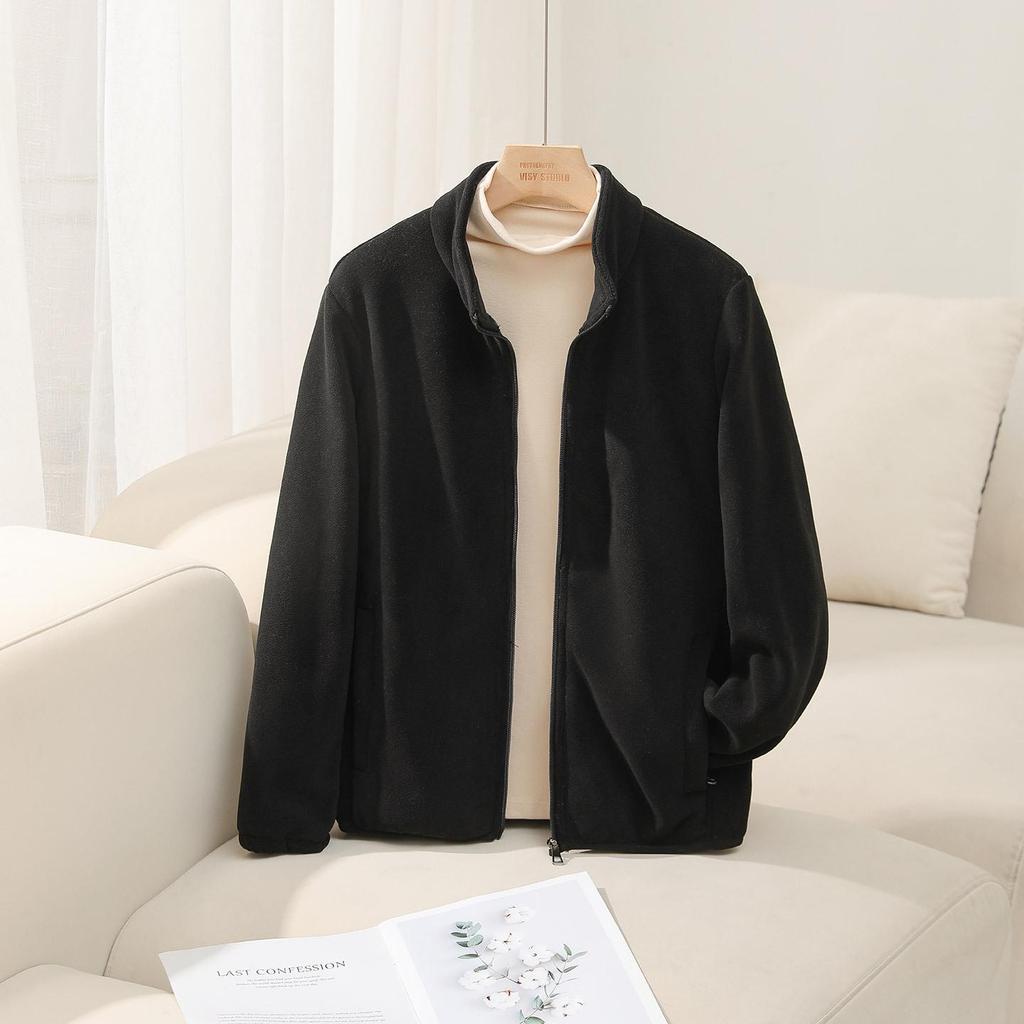 Women's Thick Fleece-Lined Jacket - Warm, Casual, Stand-Up Collar Cardigan for Autumn & Winter