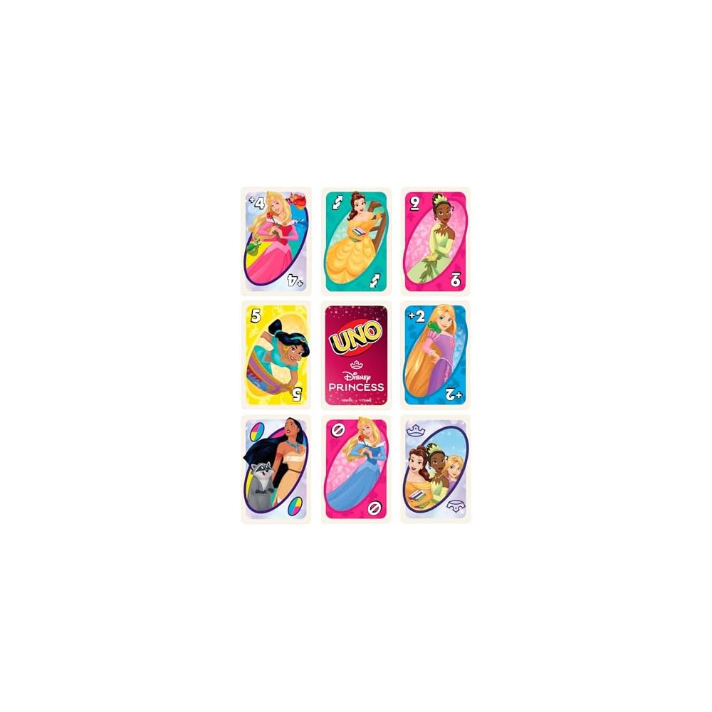 Mattel Uno Disney Princess Card Game 112 Cards for 2-10 Players Ages 7 and Up Pink