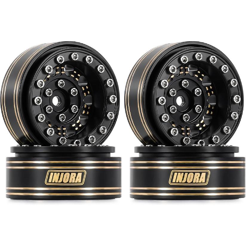 INJORA 1.3 Beadlock Wheel - Brass Wheel Rims for TRX4M SCX24 Upgrade 1/24 1/18 RC Crawler Car