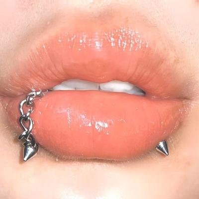 Anillo de labio de cadena para hombre y mujer, doble uso, Ins, bola redonda de acero de titanio, puntiaguda, cónica, Punk, Labret, venta al por mayor