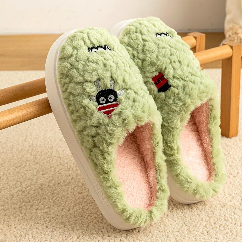 Cotton slippers, indoor home furnishing, non-slip, thick-soled, warm, feces-feeling plush slippers