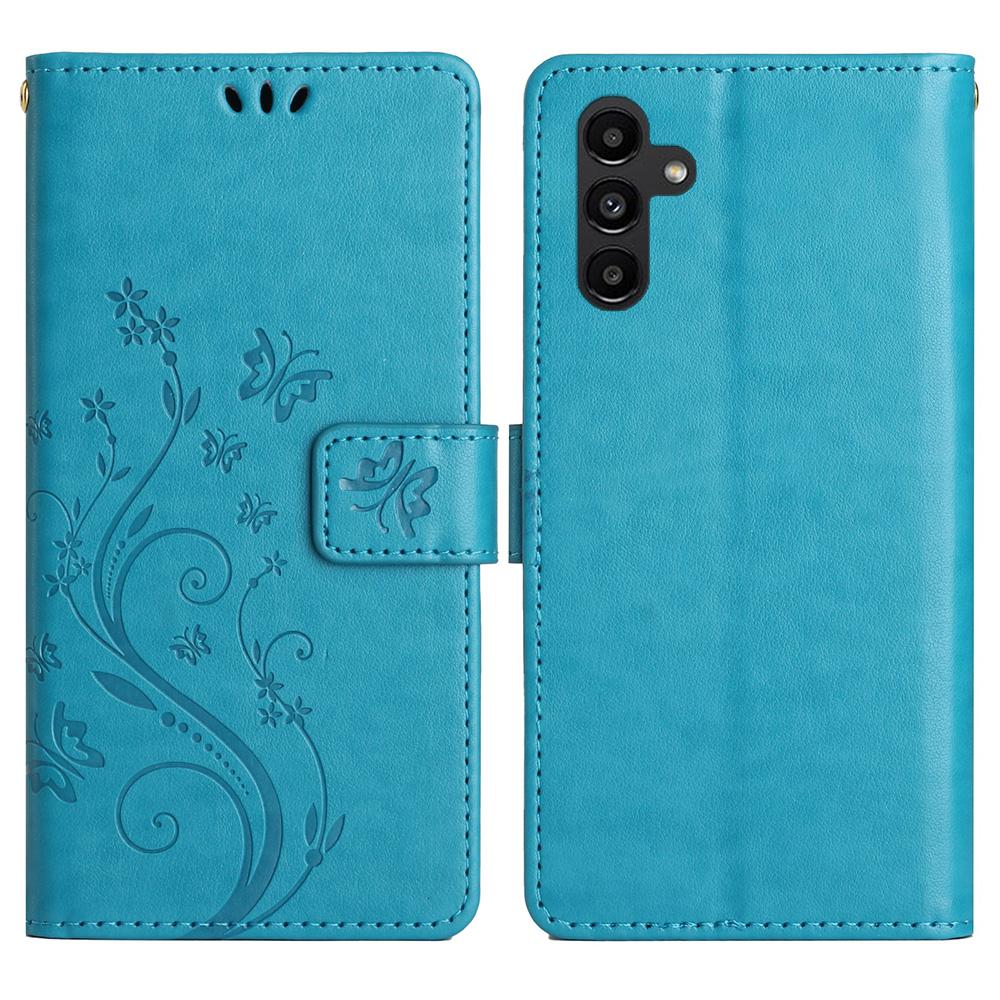 

For Samsung Galaxy S25+ Case PU Leather Phone Wallet Cover with Strap Blue