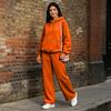 Women's Casual Two Piece Set with Drop Shoulder Drawstring Hoodie and Wide Leg Pants for Fall and Winter