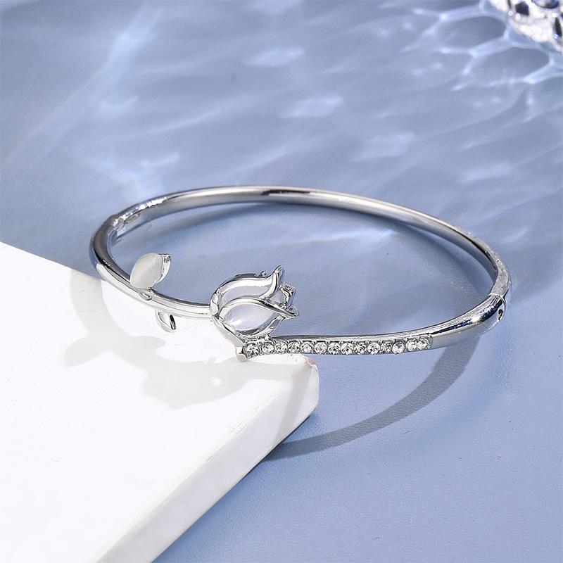 Exquisite Tulip Zircon Bracelet For Women Girls Fashionable Personalized Daily Jewelry Accessories Birthday Anniversary Gifts