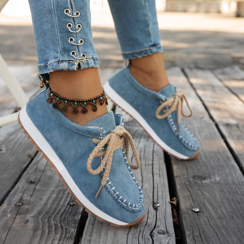 Buty typu mokasyny z okrągłym noskiem dla kobiet Nowe wszechstronne sznurowane mokasyny
