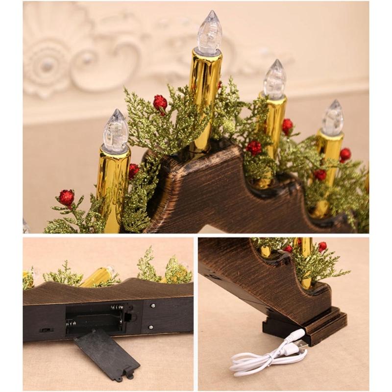 Festival Candle Light Holder for Christmas Decoration Elegant Finish, Double Power Option for Festival Home Holiday