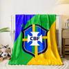 Blue shield with a yellow cross, "CBF" text, and green stars on colors. for all seasons blanket lunch break throw gift