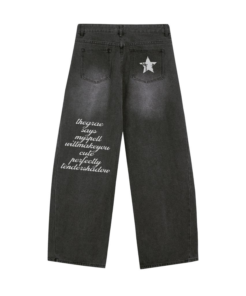 GRAVER [Unisex] Star H Wide Curved Jeans_3 Colors