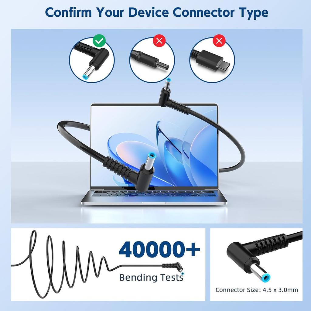 45W Charger Compatible with HP Laptop Computer - Compatible with Stream 11 13 14, Pavilion x360 11 13 15 17, Envy, ProBook, EliteBook, Spectre,
