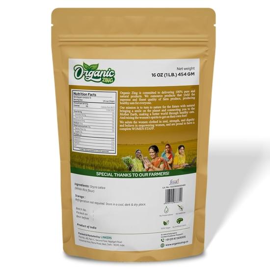 Bio Zing Weißes Reismehl | Glutenfreies Weißes Reismehl | Ohne Konservierungsstoffe | Verpackt und produziert in Indien - 454 g