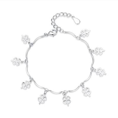 Top Quality Silver 925 Bracelets for Women Jewelry Fashion Clover Bracelet Women Party Accessories Lady Lover Birthday