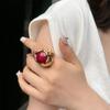 Hollow Design Vintage Metal Ring Round Shape Personality Ring  Women's Jewelry