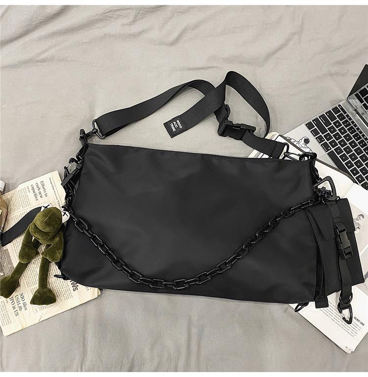 Unisex Hong Kong Style Black Crossbody & Tote Bag - Large Capacity for Men & Women, Ideal for Work or College