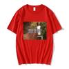 Oversized Red Short-Sleeve T-Shirt Featuring "Valid To Eat Fingers" Horse Meme Graphic Print