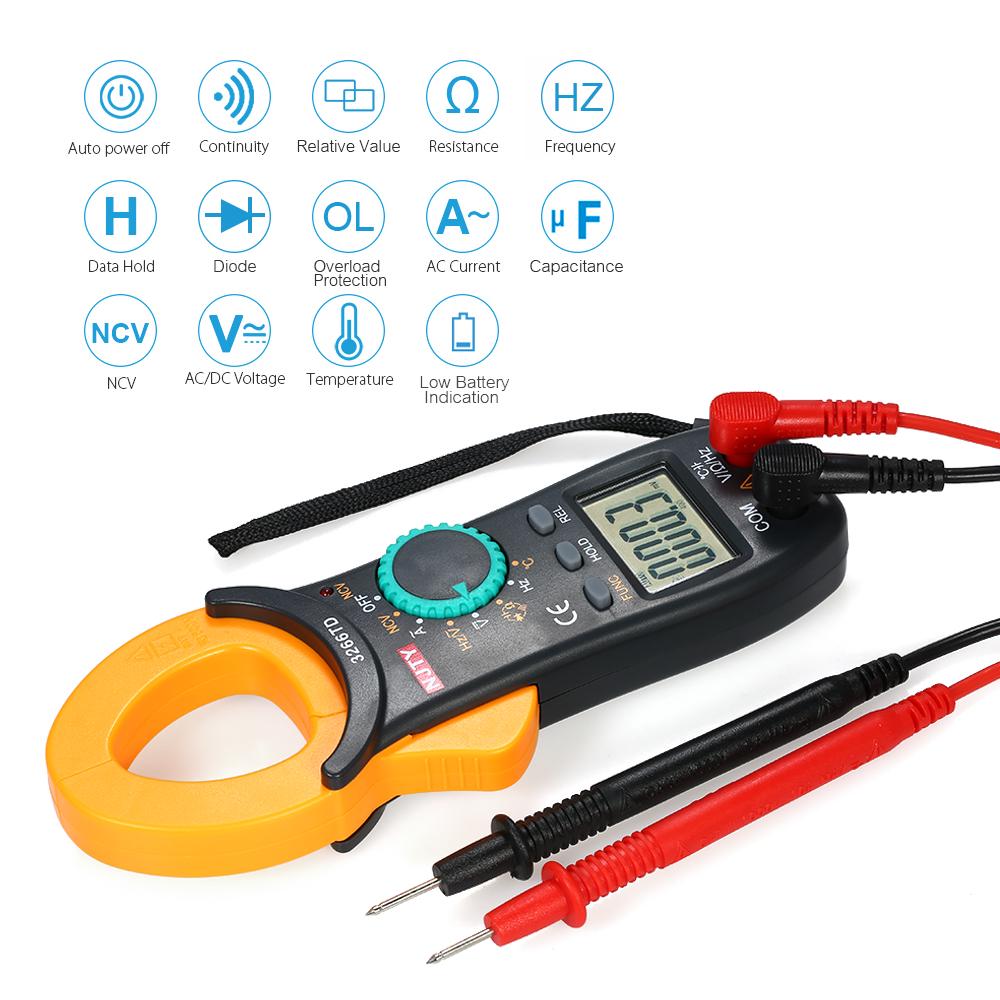 NJTY Digital Clamp Meter 4000 Counts Auto Range Multimeter with NCV Test AC/DC Voltage AC Current