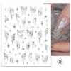 1PCS Black White Butterfly Laser Nail Stickers Nail Art Decoration Abstract Lines Bronzing Flowers Stickers For Nails