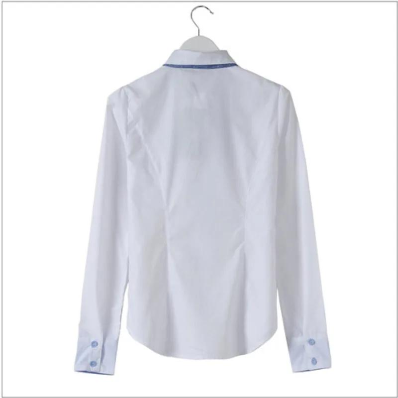 Jarní Dámské Jednobarevné POLO Límec Volný Střih Knoflíková Léga Dlouhý Rukáv Spodní Košile Elegantní Ležérní Top