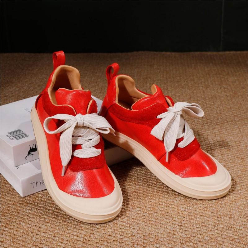 Johnature Zapatos de Mujer de Cuero Genuino Cómodos de Suela Plana Versátiles de Estilo Deportivo Zapatos Casuales de Suela Blanda