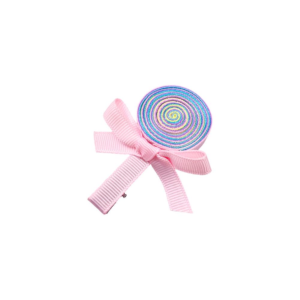 Pink Candy Edge Handmade Bow Hair Clip for Kids