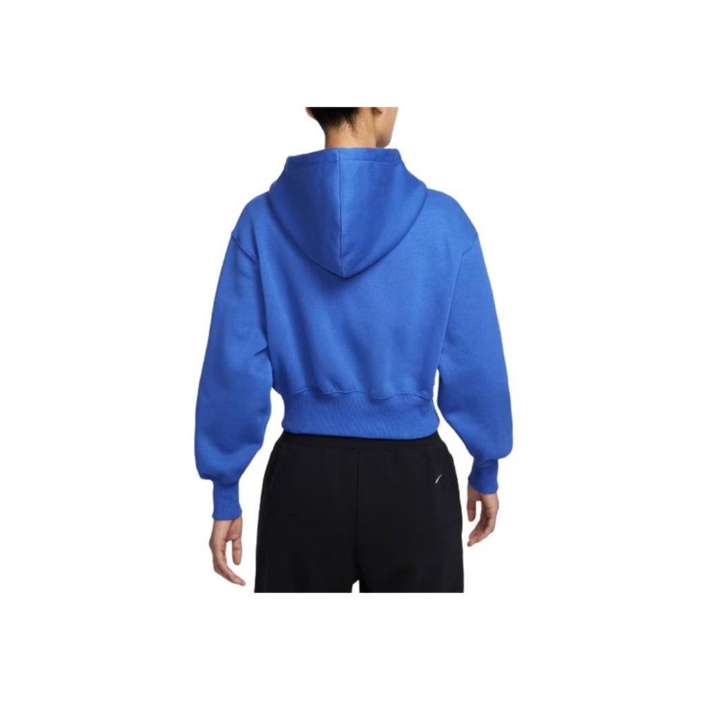 Nike Swoosh NSW PHNX Series FLC LSE Crop FZ Game Hooded Comfortable Fashionable Versatile Jacket Women Jackets Blue HJ0941-480