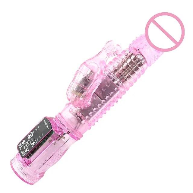 Dildo Rabbit Vibrator Masturbator G Spot 12 Speeds Vibration Dual Motor Massager Clitoris Rotation Stimulator Female Sex Toy