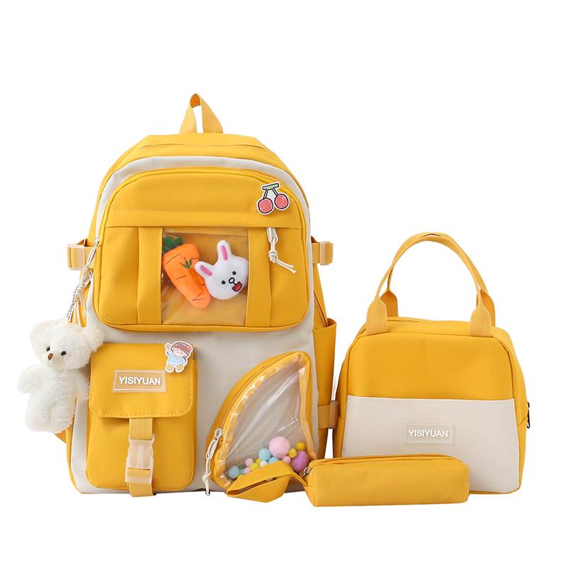 Canvas Rucksack Set Damen Farbkontrast Rucksack Junior Senior High School Schüler Schultasche