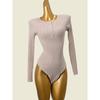 US Fashion Brand Round Neck Sunken Stripe High Elasticity Long Sleeves Knitting Positioning Clothes Foreign Trade Original Order Sexy Jumpsuit