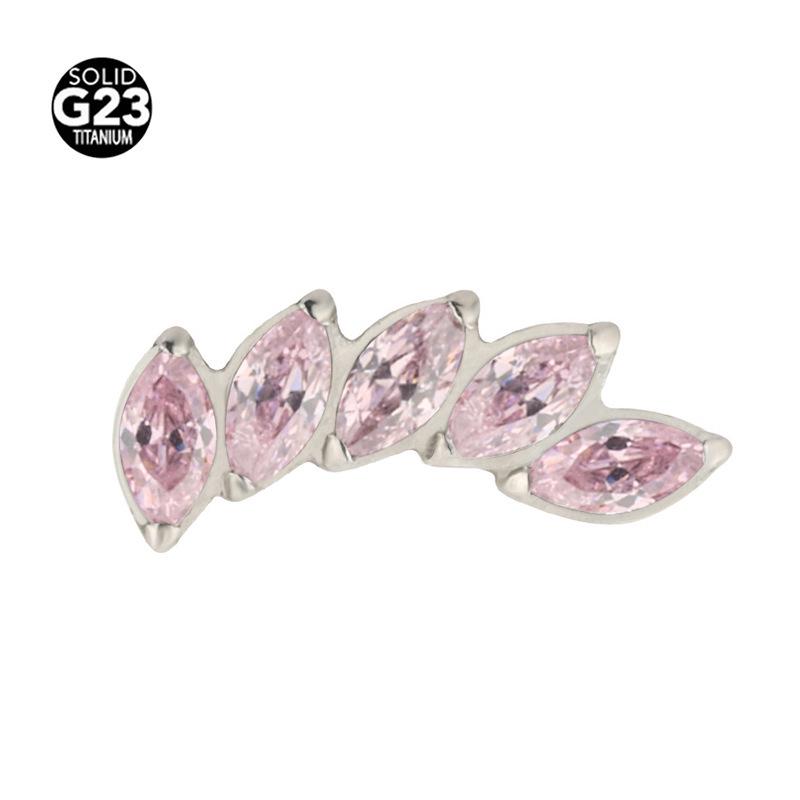 Marquise Multicolor Zircon Stud Earrings – F-136 Titanium Alloy for Lip and Ear Cartilage Piercing.