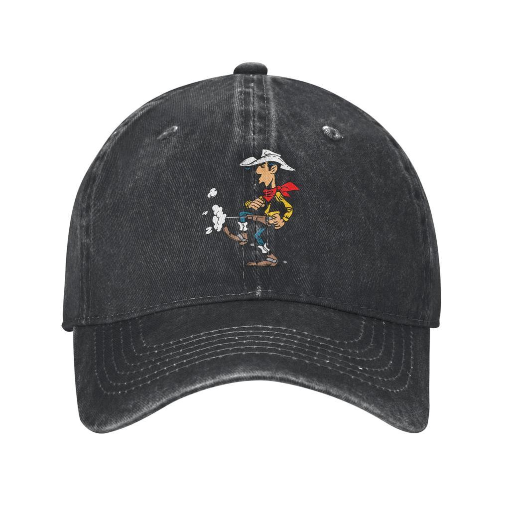 Lucky Luke Unisex Baseballpet Cartoon Verweerd Gewassen Petten Hoed Vintage Buiten Alle Seizoenen Reizen Pasvorm Snapback Pet
