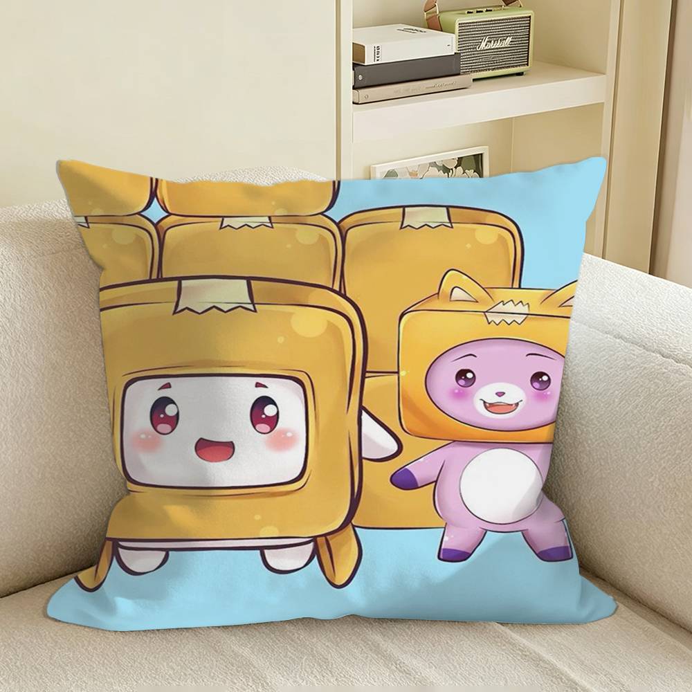 Cute Fox and BOX LLankyBox Square Sofa Pillow Cover Solid Color Living Room Home Decor Cushion Case