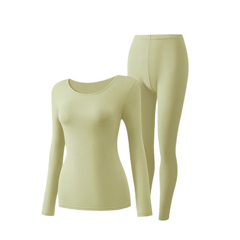 Leica Pure Cotton Antibacterial Thermal Underwear Set: Women's Round Neck, Lightweight Warm Autumn Clothes and Trousers