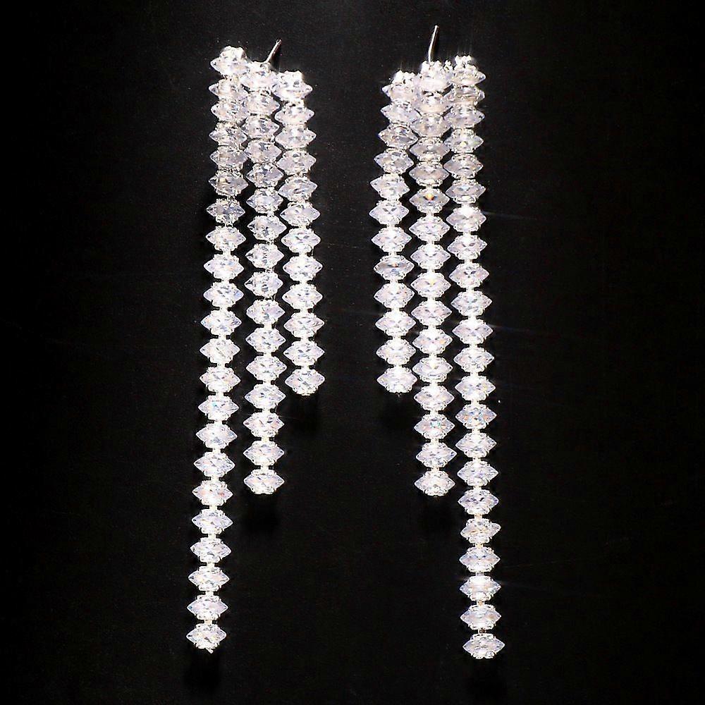 New arrival zircon tassel earrings luxury evening elegant ethnic style earrings earrings ladies silver