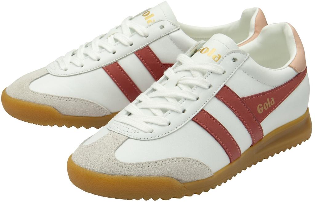 Gola Classics Men's Torpedo Leather Trainers White/deep Red/sapphire