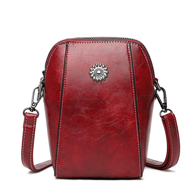2026 Trendy Soft Leather Women s Crossbody Phone Bag - Vertical Mini Style темно-красного