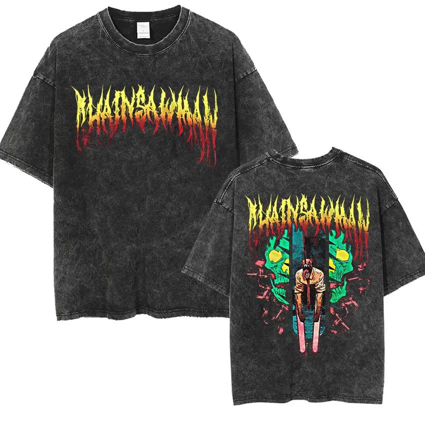 Anime Makima Chainsaw Print TShirt Men Women Hip Hop Oversized Short Sleeve T-Shirt Fashion High Quality Cotton Tees Streetwear