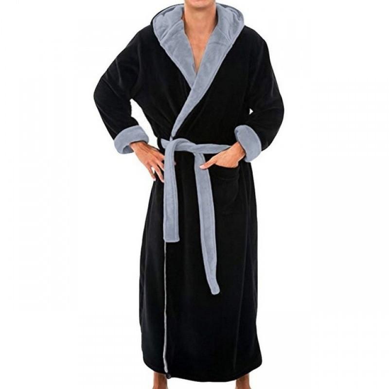 Cozy Long Sleeve Hooded Bathrobe For Autumn And Winter Homewear In Multiple Colors